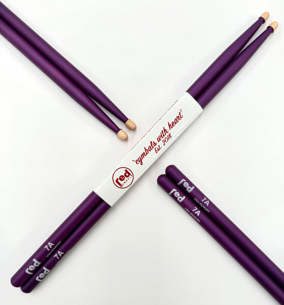 Red Cymbals Drum Sticks Red Drumsticks Colour Series multiple sizes Red Cymbals Colour Series Red & Purple Drumsticks
