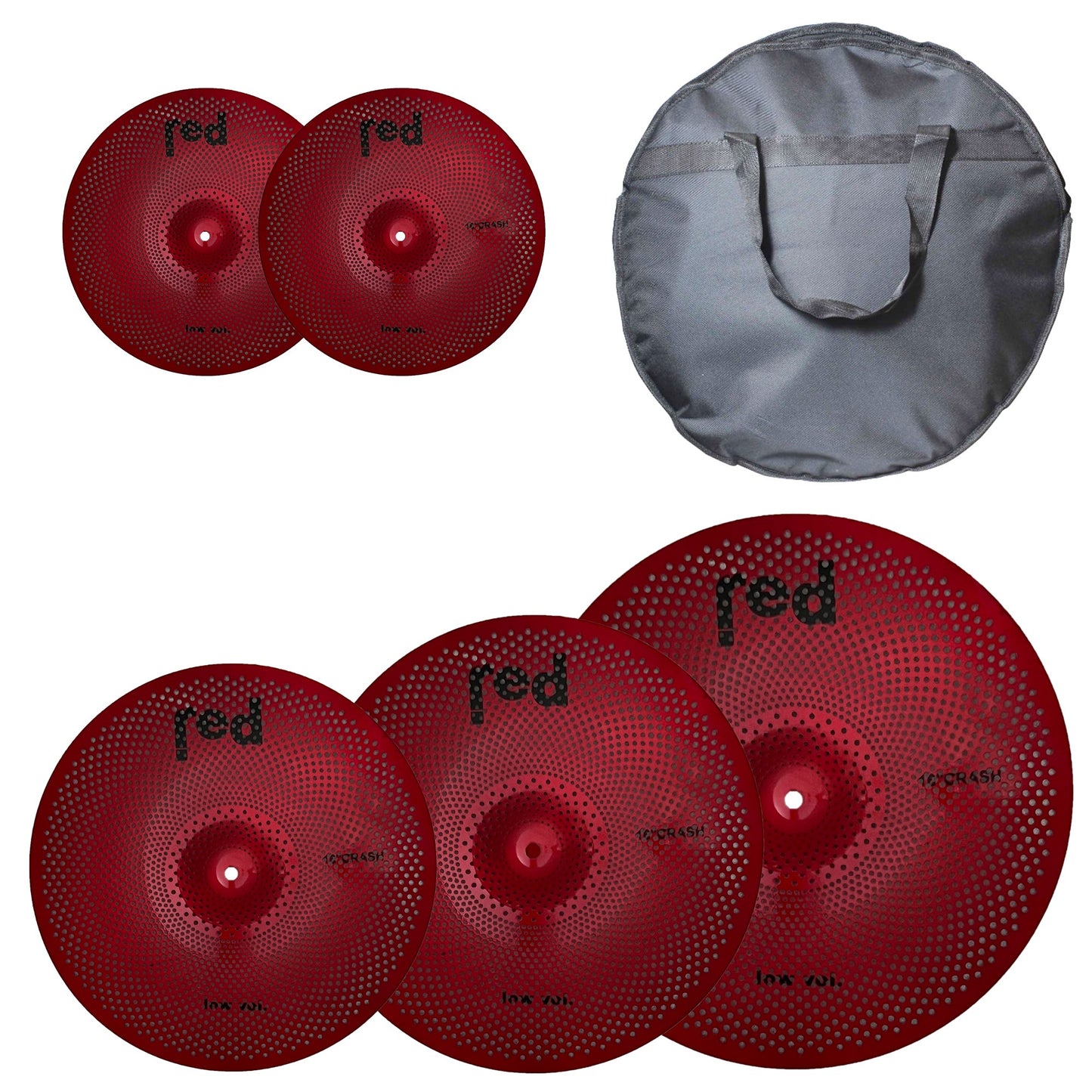 Low Volume 5 piece Cymbal Set (Choice of 4 colours) with free 20" Bag