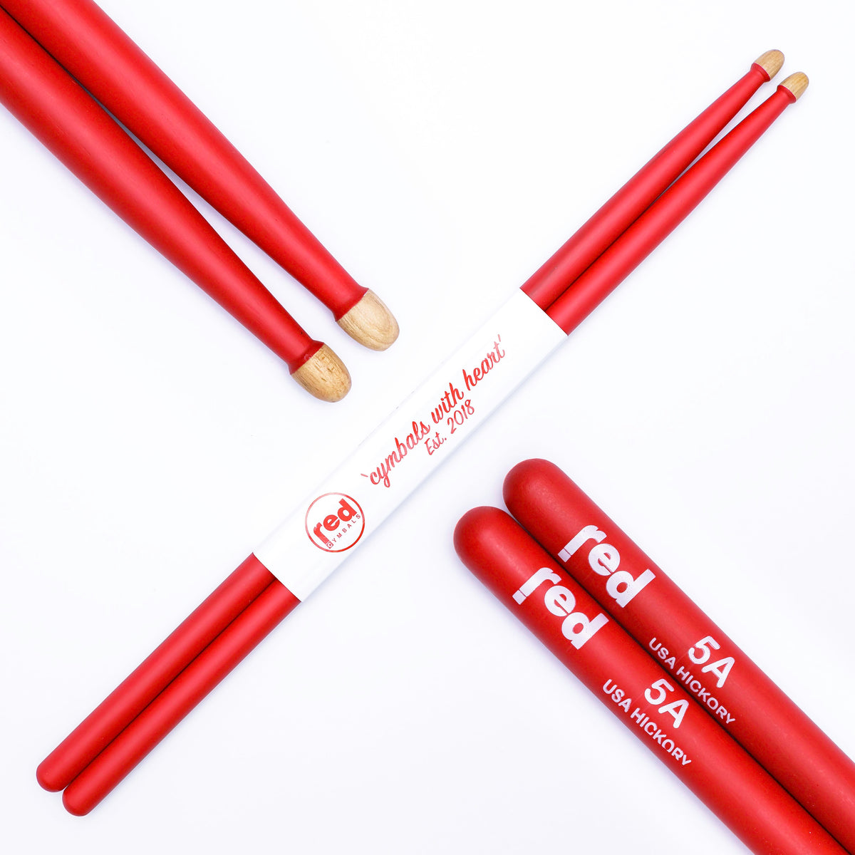 Red Cymbals Drum Sticks Red Drumsticks Colour Series multiple sizes Red Cymbals Colour Series Red & Purple Drumsticks