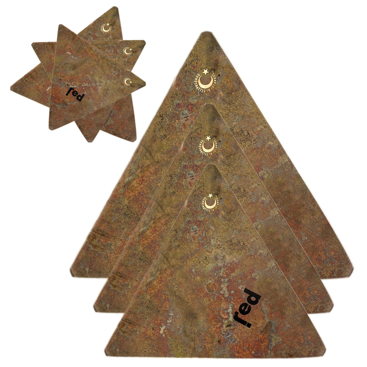 Red Cymbals Cymbal Stack Raw Triple Triangle Stack Raw Triple Triangle Stack